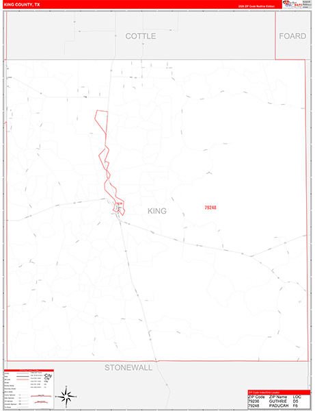 King County, TX Zip Code Map