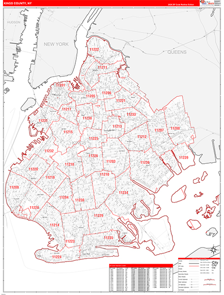 Kings County, NY Zip Code Map