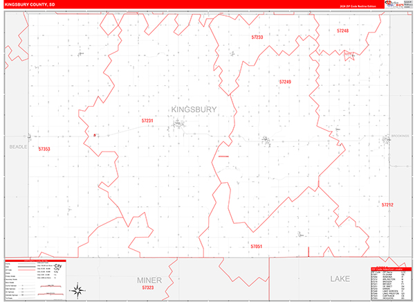 Kingsbury County, SD Zip Code Map