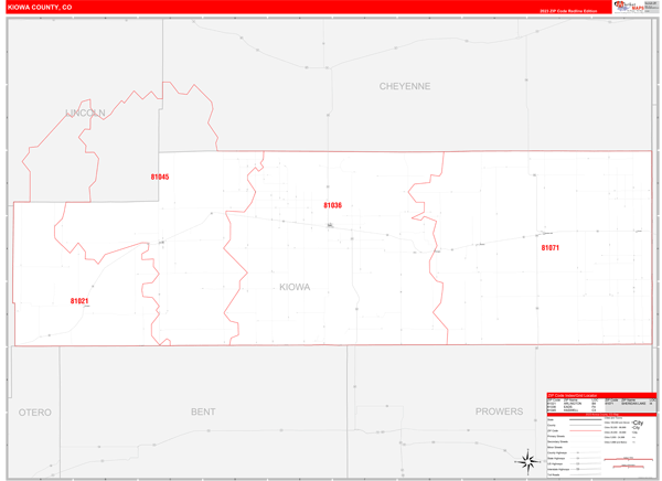 Kiowa County, CO Zip Code Wall Map