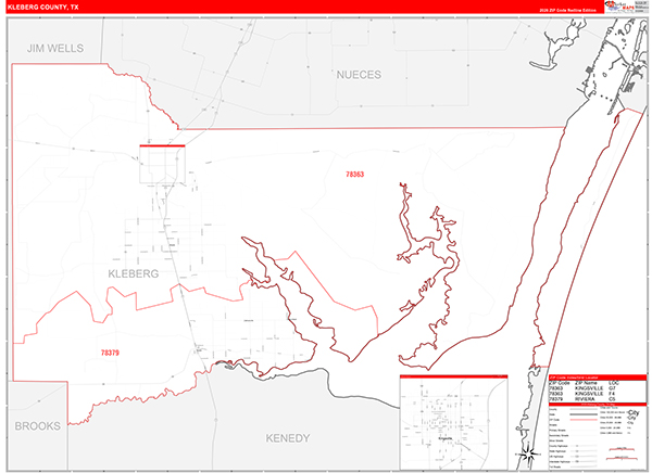 Kleberg County, TX Zip Code Map