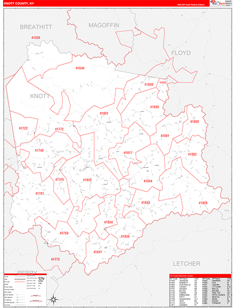 Knott County, KY Zip Code Map