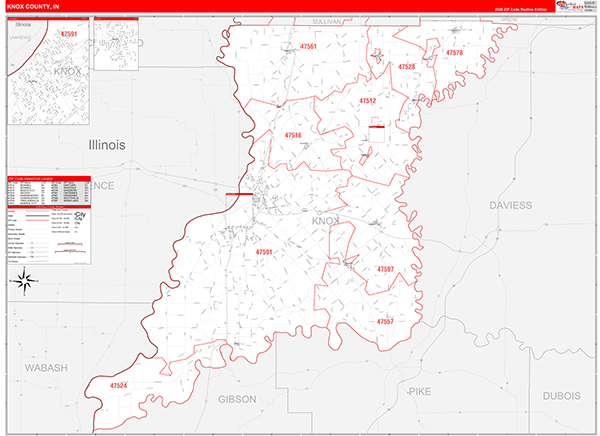 Knox County, IN Zip Code Map