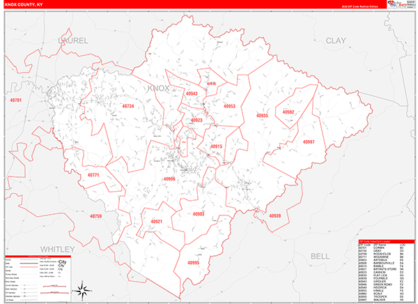 Knox County, KY Zip Code Map