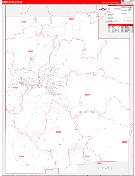 Kootenai County, ID Zip Code Map