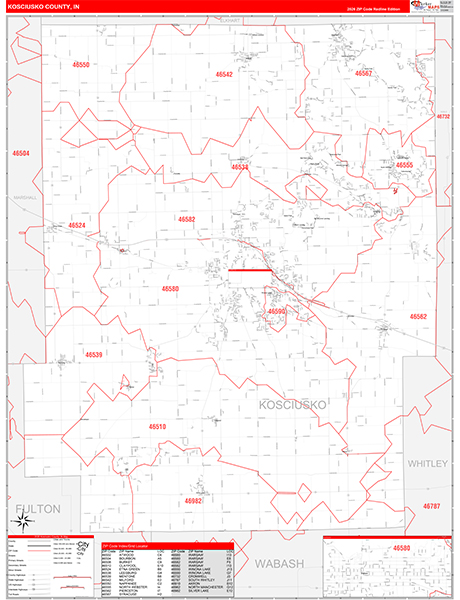 Kosciusko County, IN Zip Code Map