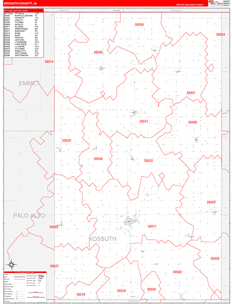 Kossuth County, IA Zip Code Map