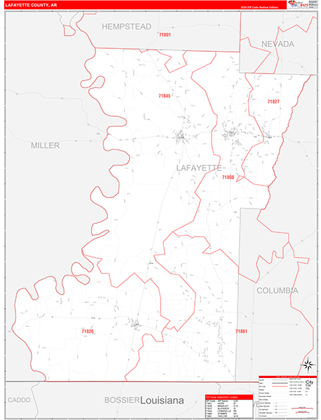 Lafayette County, AR Zip Code Map