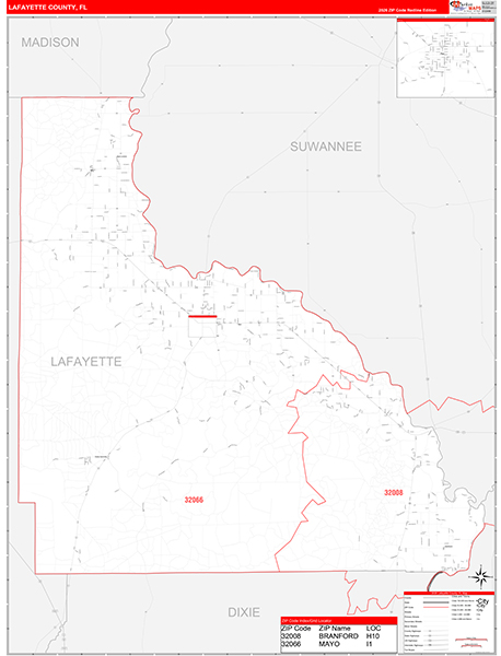 Lafayette County, FL Zip Code Map