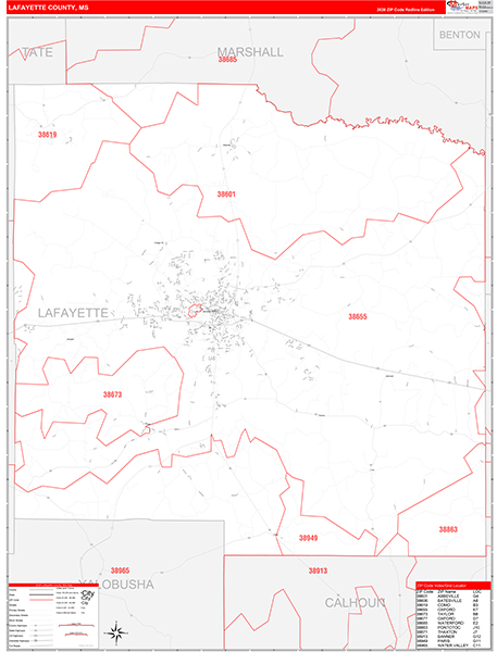 Lafayette County, MS Zip Code Map