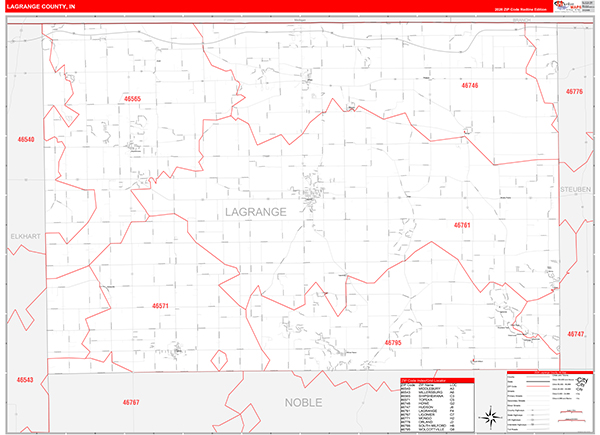 Lagrange County, IN Zip Code Map
