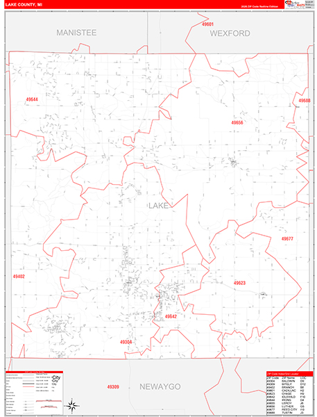 Lake County, MI Zip Code Map