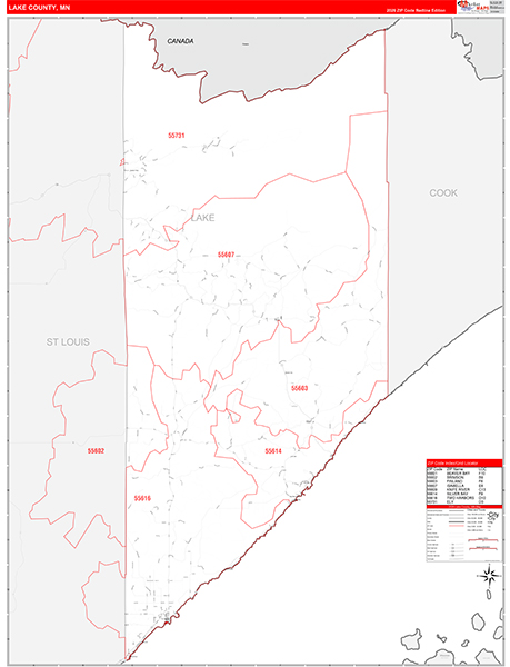 Lake County, MN Zip Code Map
