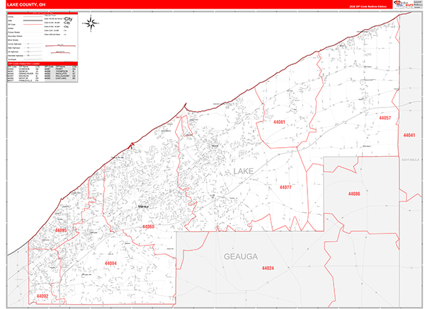 Lake County, OH Zip Code Map