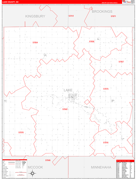 Lake County, SD Carrier Route Wall Map