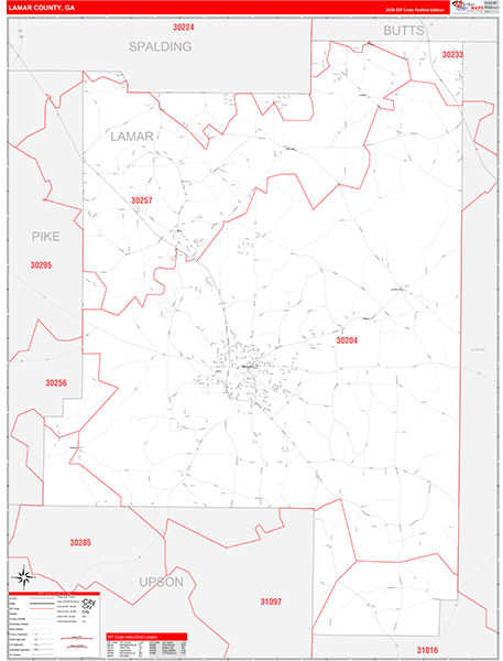 Lamar County, GA Zip Code Map