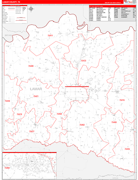 Lamar County, TX Zip Code Map
