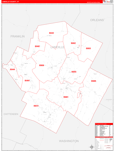 Lamoille County, VT Zip Code Map
