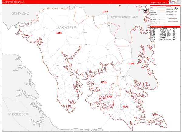 Lancaster County Digital Map Red Line Style