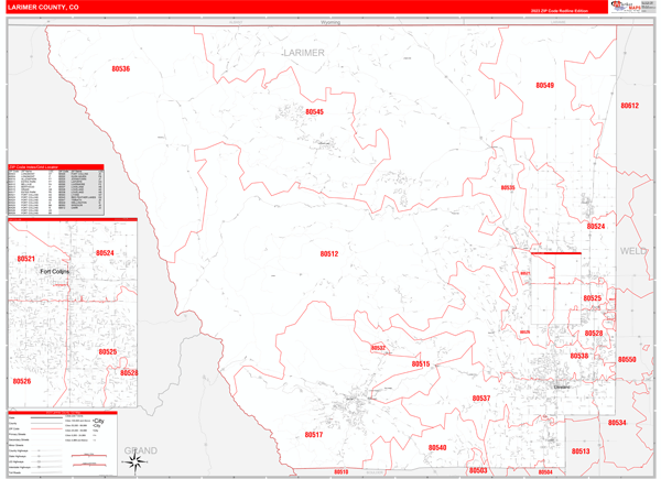 Larimer County Digital Map Red Line Style