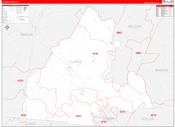 Larue County Digital Map Red Line Style