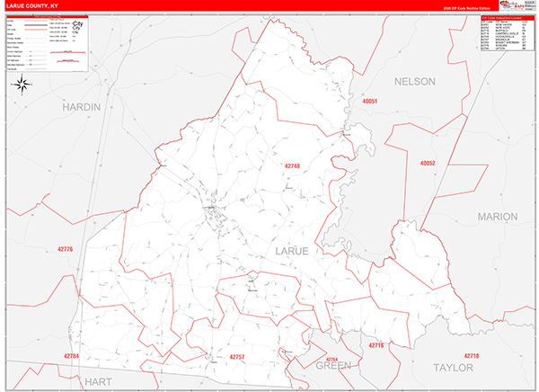 Larue County, KY Zip Code Map