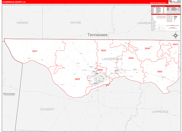 Lauderdale County, AL Zip Code Map