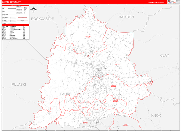 Laurel County, KY Zip Code Map