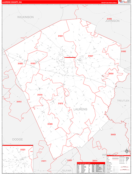Laurens County, GA Zip Code Map
