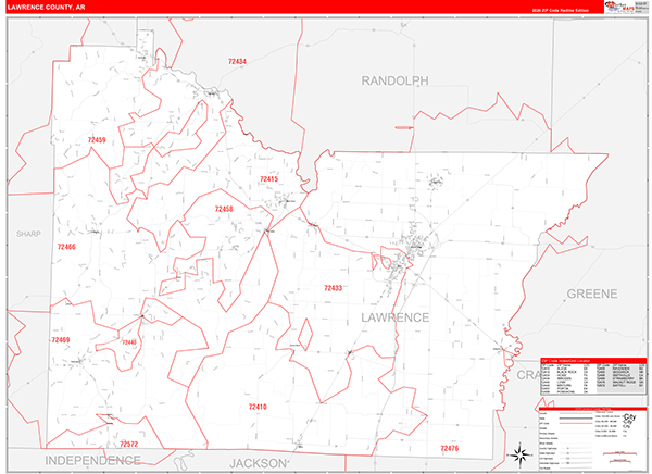 Lawrence County, AR Zip Code Map