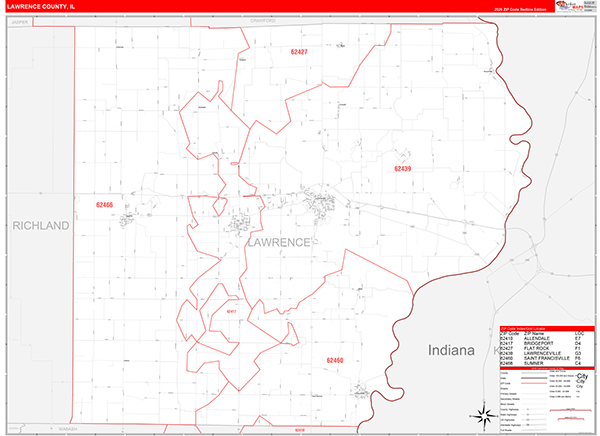 Lawrence County, IL Zip Code Map