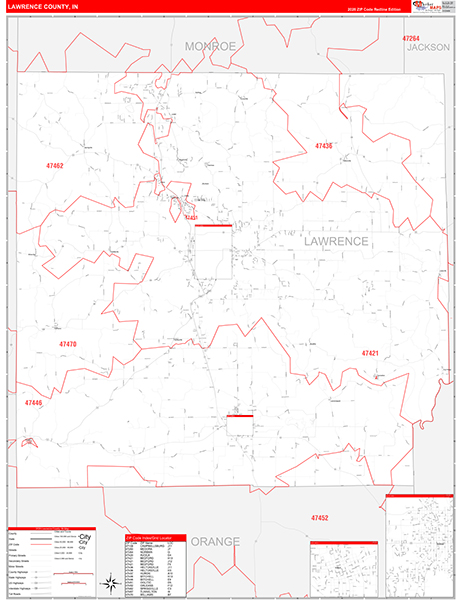 Lawrence County, IN Zip Code Map