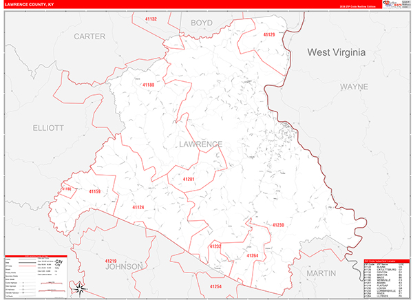 Lawrence County, KY Zip Code Map