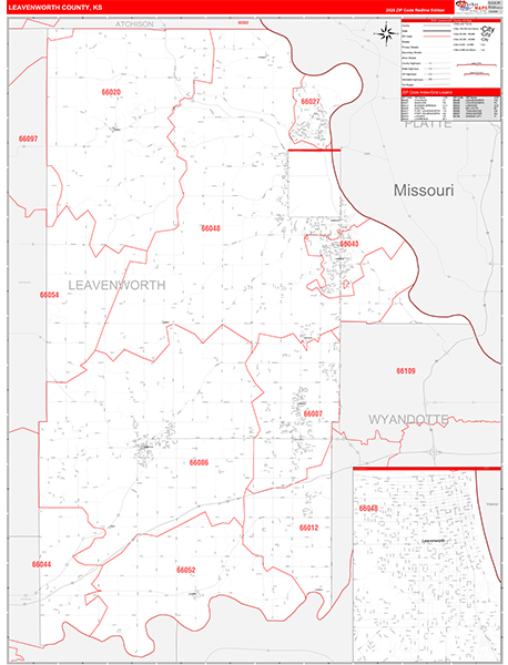 Leavenworth County, KS Zip Code Map