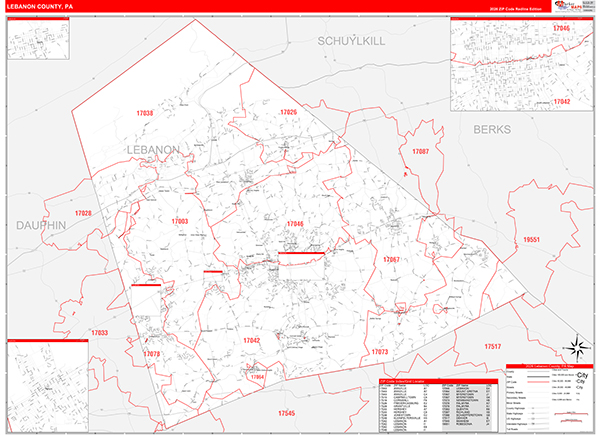 Lebanon County, PA Zip Code Map