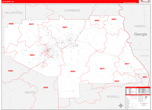 Lee County Digital Map Red Line Style