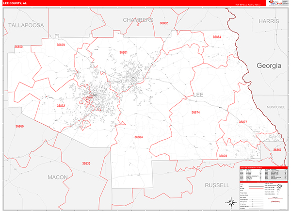 Lee County, AL Zip Code Map