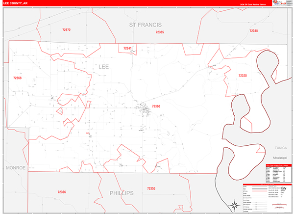 Lee County, AR Zip Code Map