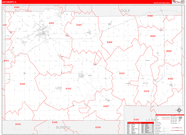 Lee County, IL Zip Code Map