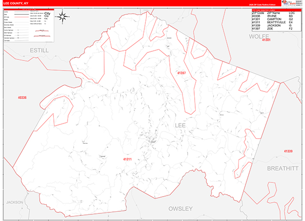 Lee County, KY Zip Code Map