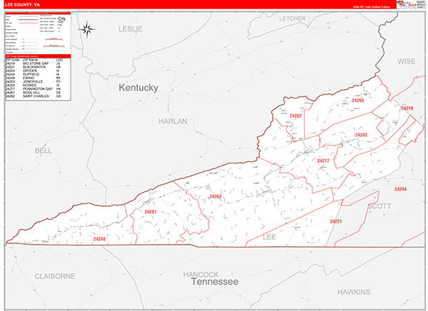 Lee County, VA Zip Code Map