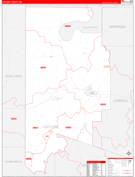 Leflore County, MS Zip Code Map
