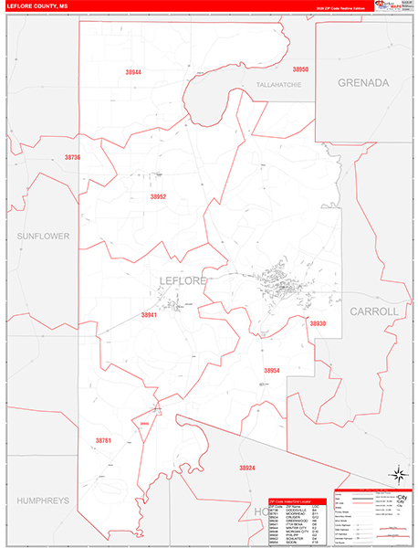 Leflore County, MS Zip Code Map