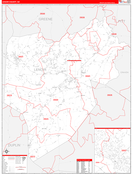 Lenoir County, NC Zip Code Map