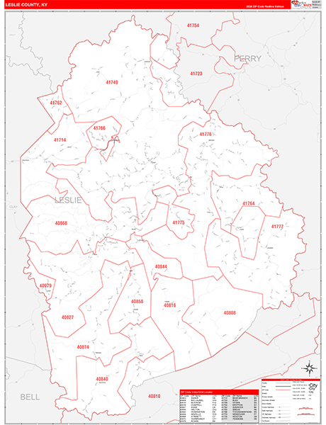 Leslie County, KY Zip Code Map