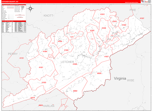 Letcher County, KY Zip Code Map