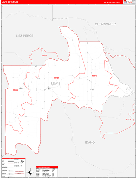 Lewis County, ID Zip Code Wall Map