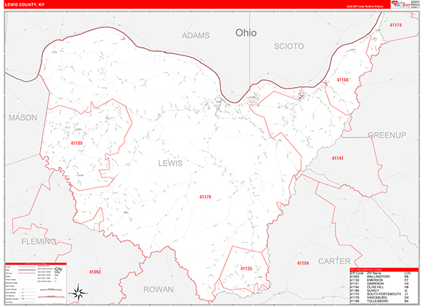 Lewis County, KY Zip Code Map