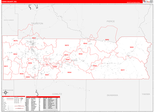 Lewis County, WA Zip Code Map