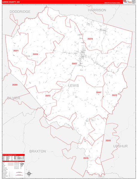 Lewis County, WV Zip Code Map